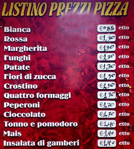 Menu di Fior di Pizza 