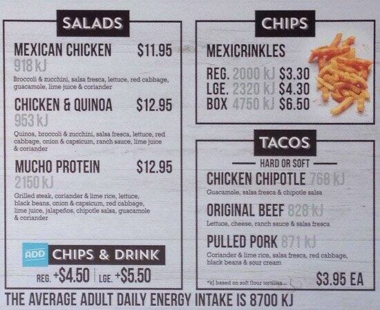 Menu at Salsa's Fresh Mex Grill restaurant, Adelaide, LG06/77-91 Rundle ...