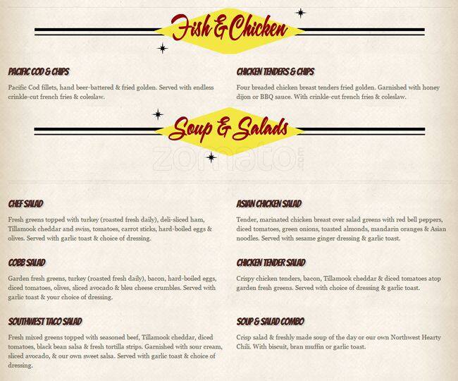 Menu at Crystal Creek Cafe, Bothell