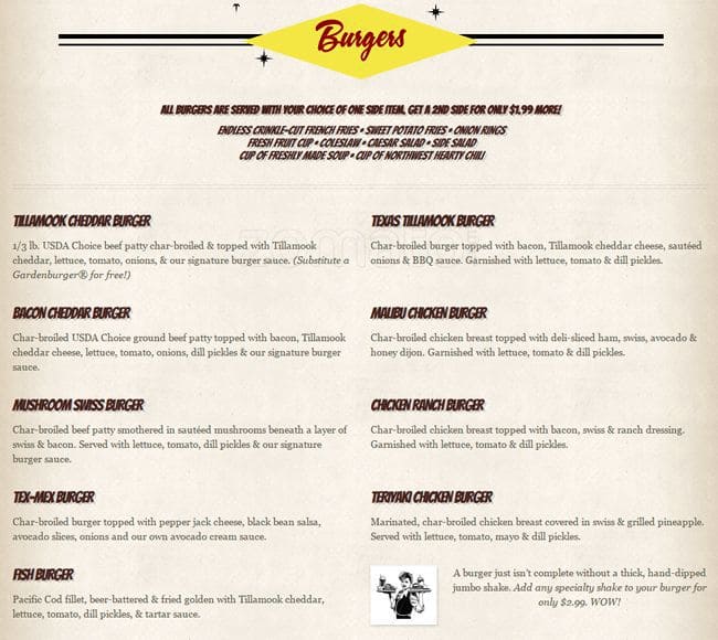 Menu at Crystal Creek Cafe, Bothell