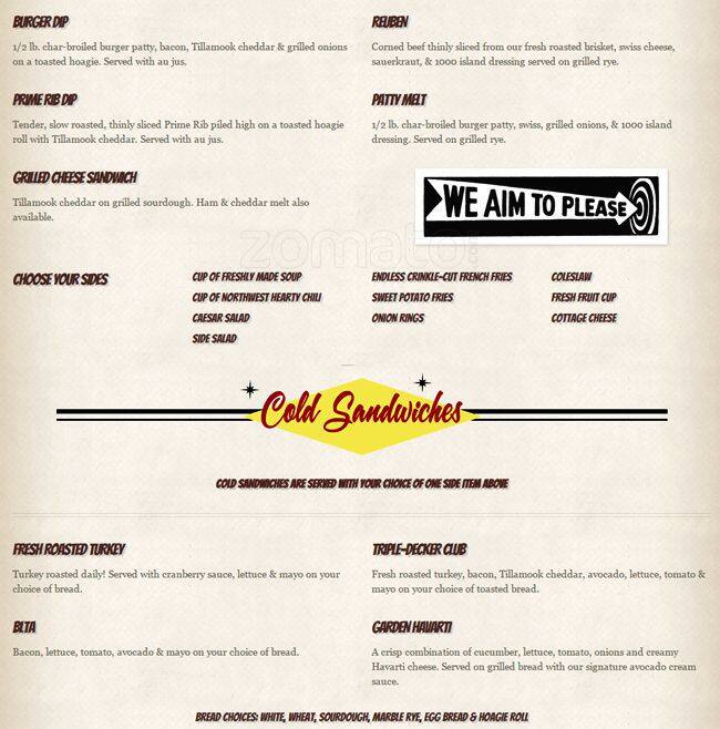 Menu at Crystal Creek Cafe, Bothell