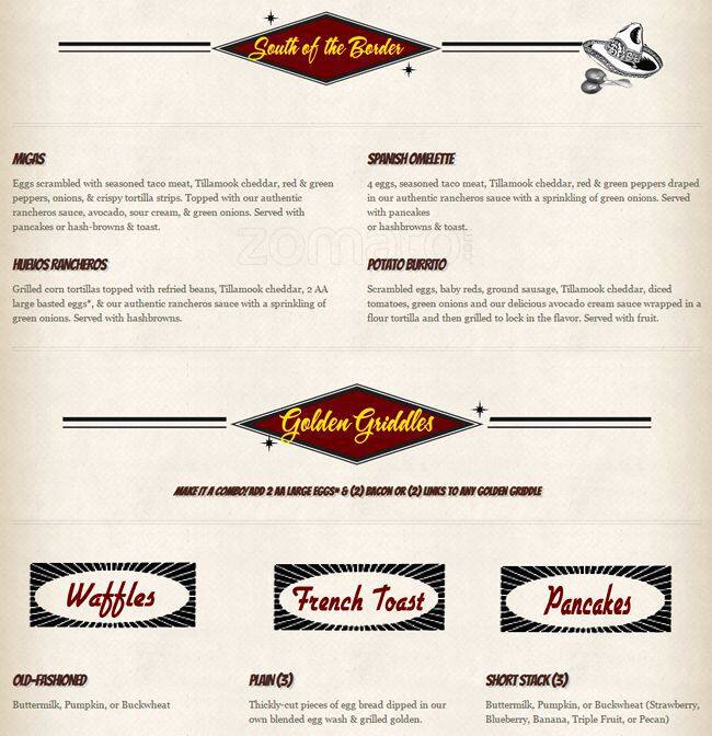 Menu at Crystal Creek Cafe, Bothell