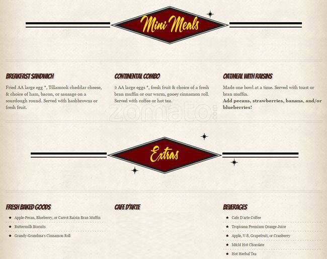 Menu at Crystal Creek Cafe, Bothell