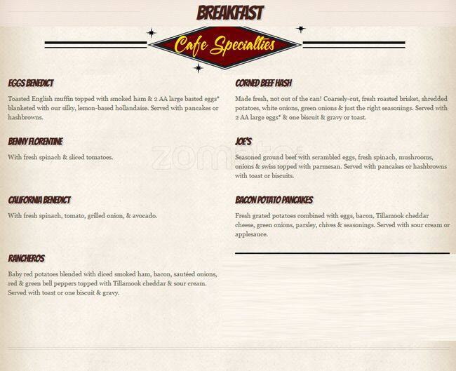 Menu at Crystal Creek Cafe, Bothell