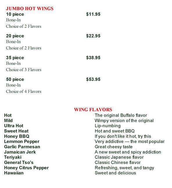 Menu at The Pizza Guy pizzeria, Dallas