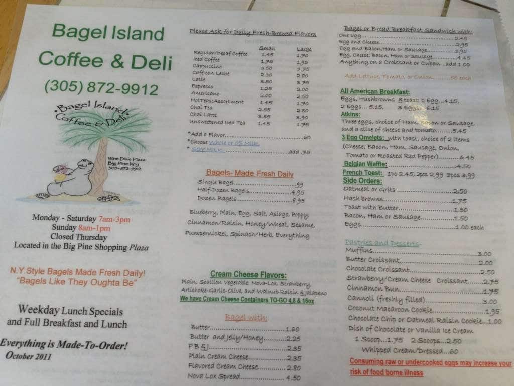 Bagel Island Coffee & Deli Menu Urbanspoon/Zomato