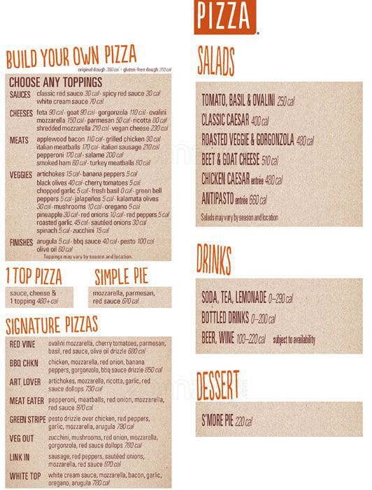 Blaze Pizza Menu, Menu for Blaze Pizza, University of Central Florida ...