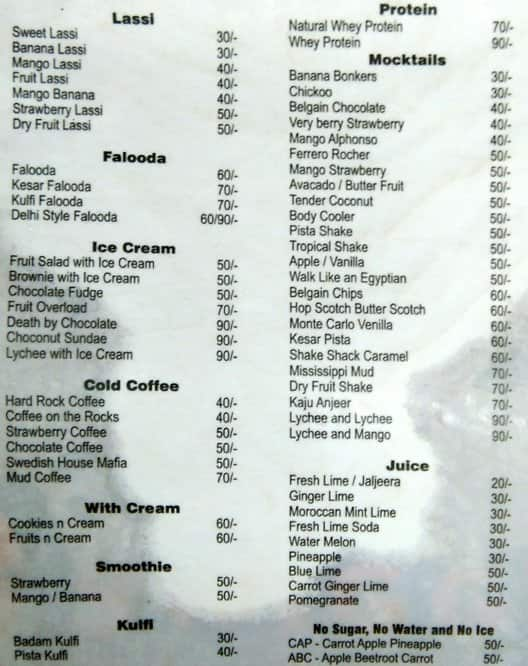 Lassi Shop Menu Menu For Lassi Shop Indiranagar Bangalore Zomato