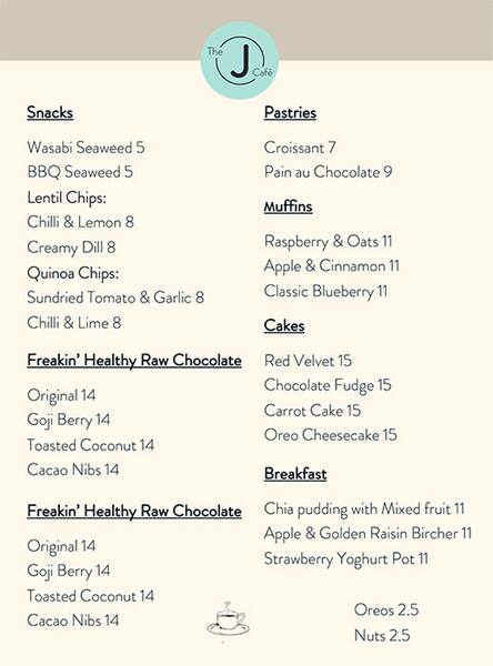 The J Cafe Menu Menu For The J Cafe Al Barsha Dubai