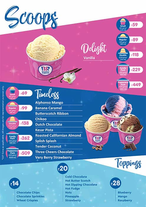 baskin robbins ice cream cake menu