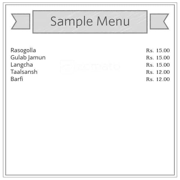 Kamdhenu's Sweets menu