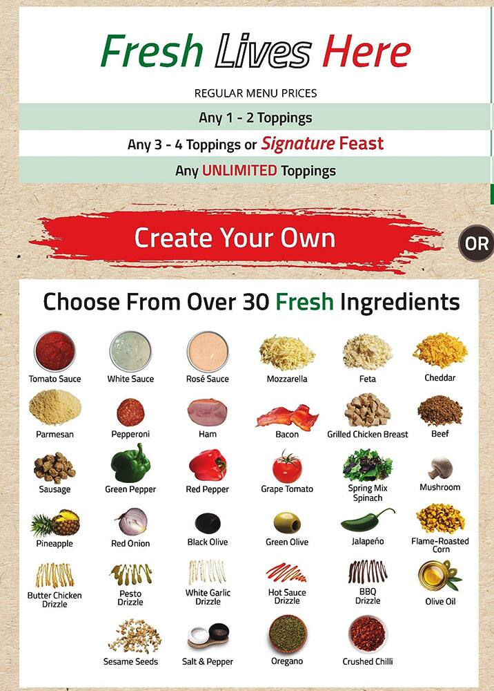 Carta de Freshslice Pizza