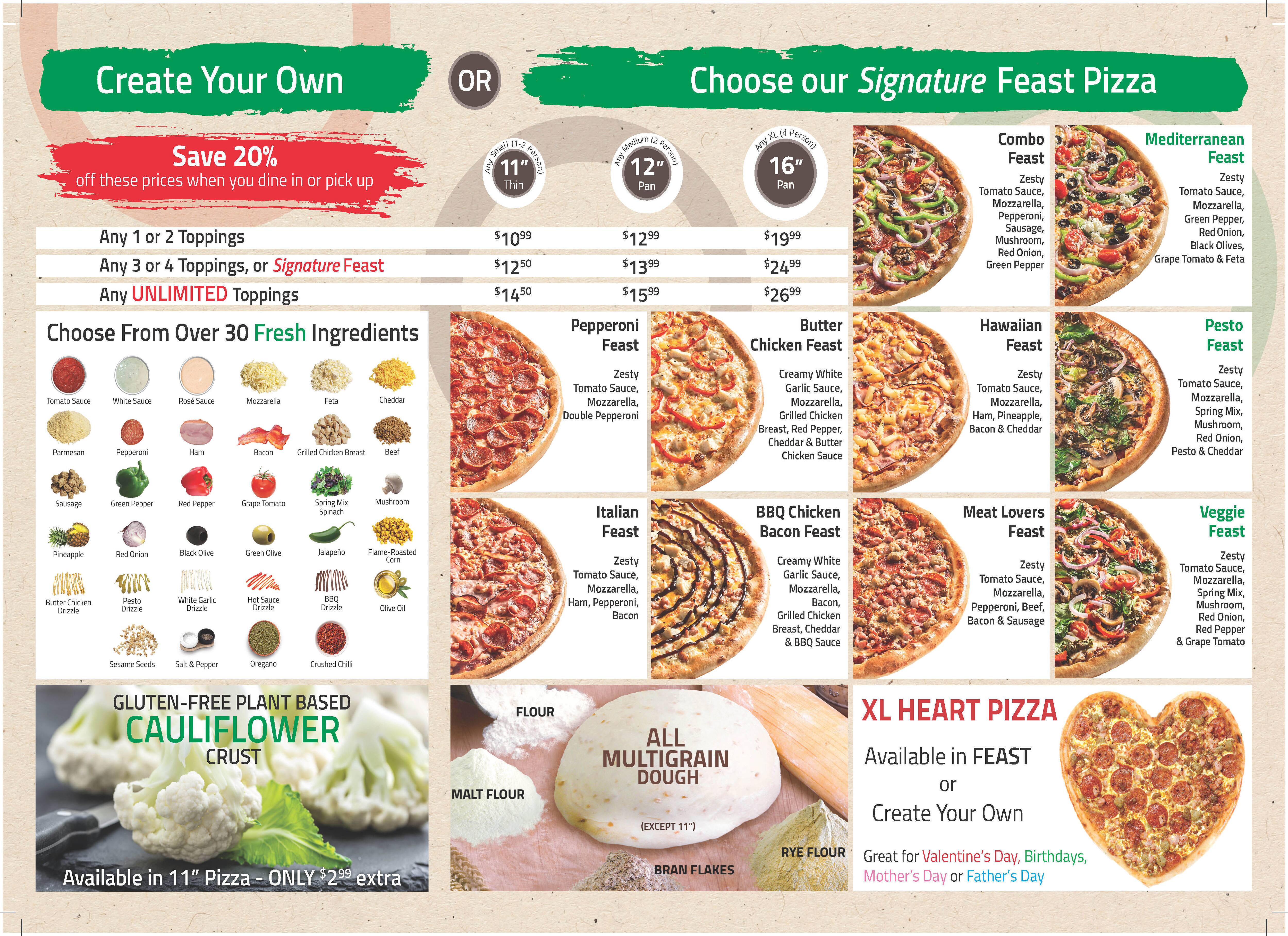Menu at Freshslice Pizza pizzeria, Burnaby, 4140 E Hastings St