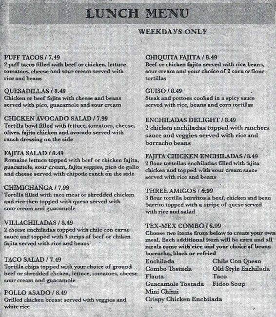 Menu at 7 Salsas restaurant, Irving, N MacArthur Blvd 100