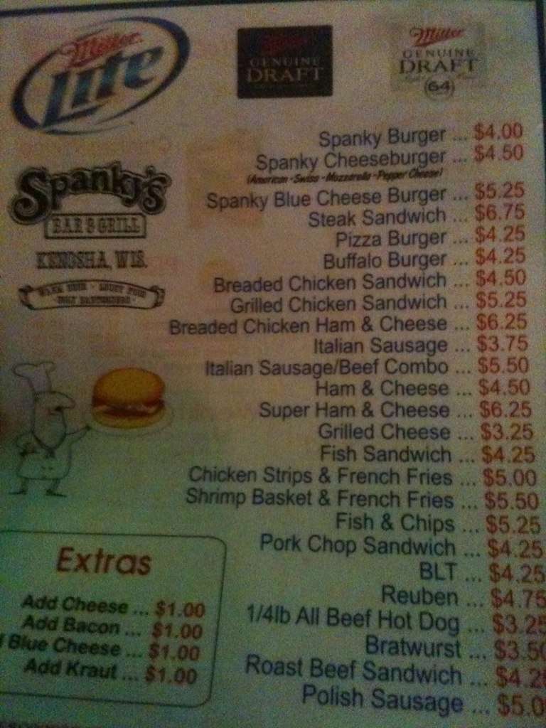 Spanky's Bar & Grill Menu Urbanspoon/Zomato