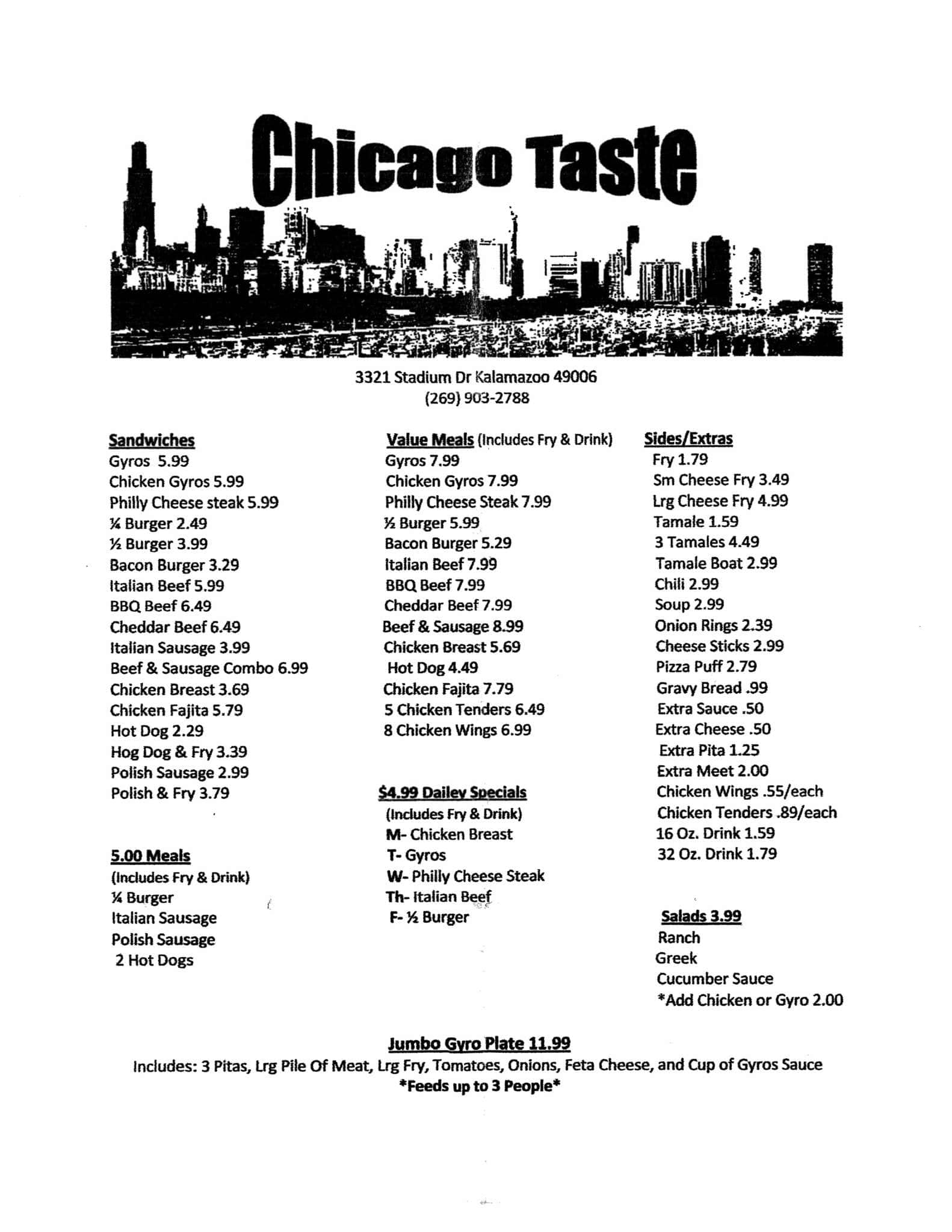 Chicago Taste Menu For Kalamazoo Chicago Taste Menu