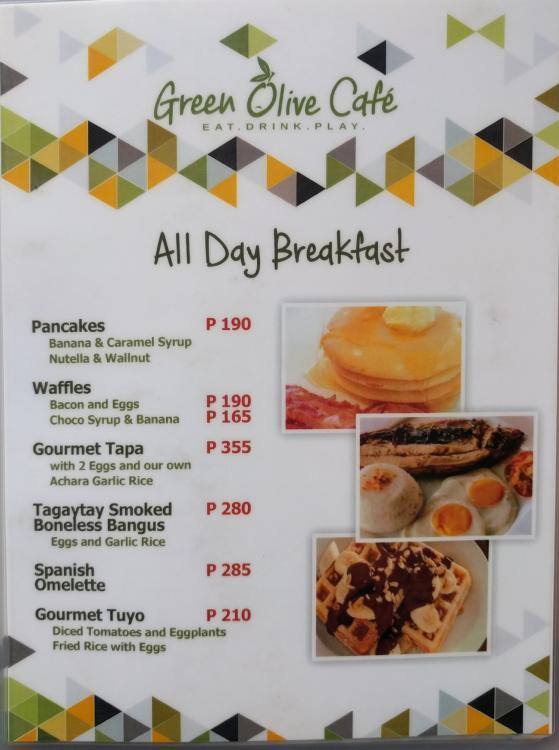 Green Olive Cafe Menu, Menu for Green Olive Cafe, Tagaytay City