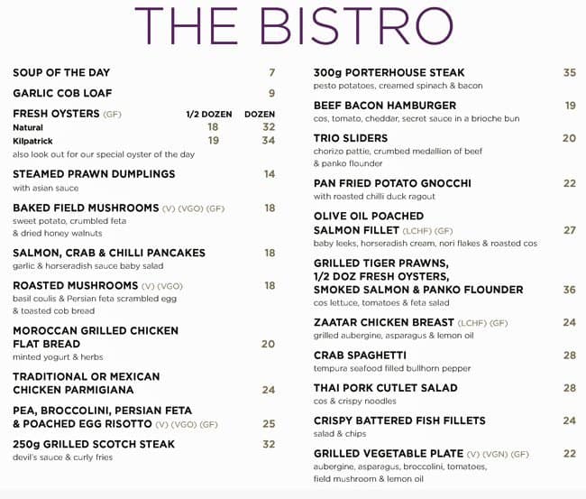 The Bistro Box Hill RSL Menu Urbanspoon/Zomato