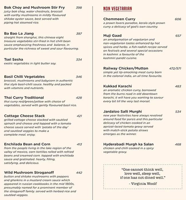 Menu of Barometer, Kothrud, Pune