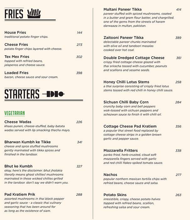 Menu of Barometer, Kothrud, Pune