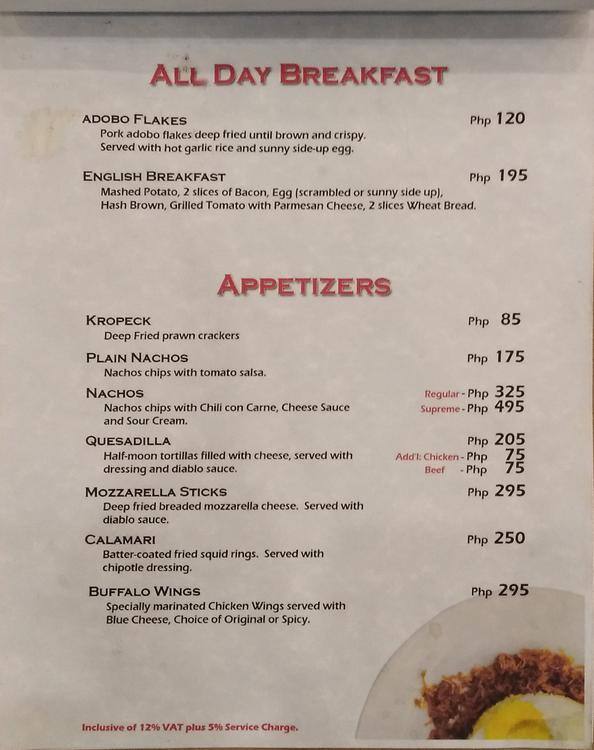 Allegra S Kitchen Menu Menu For Allegra S Kitchen Santa Cruz Manila