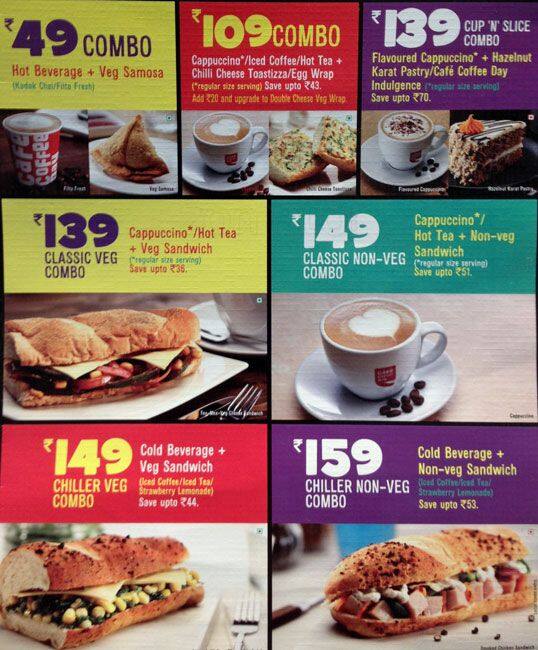 Menu at Coffee Day, Chennai, 3J3W+494