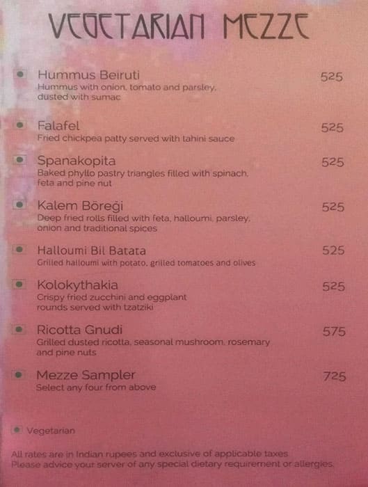 Kefi menu