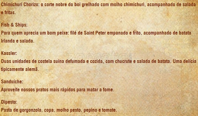 Deep Bar 611 cardápio