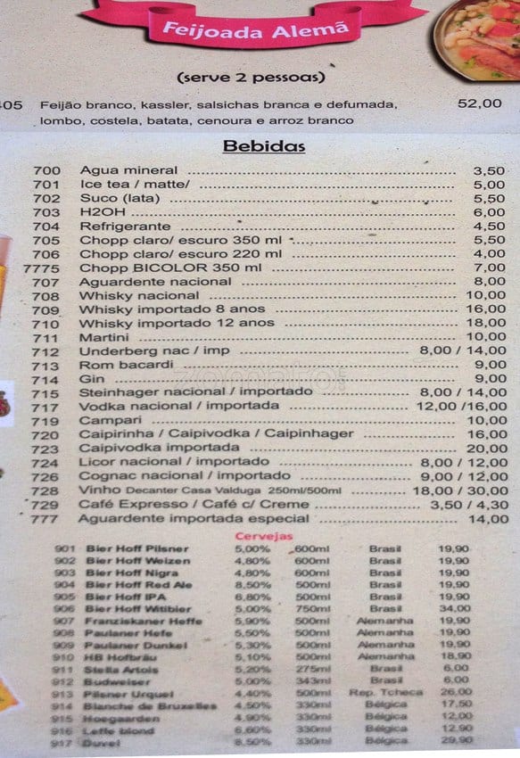 Adega do Pimenta cardápio