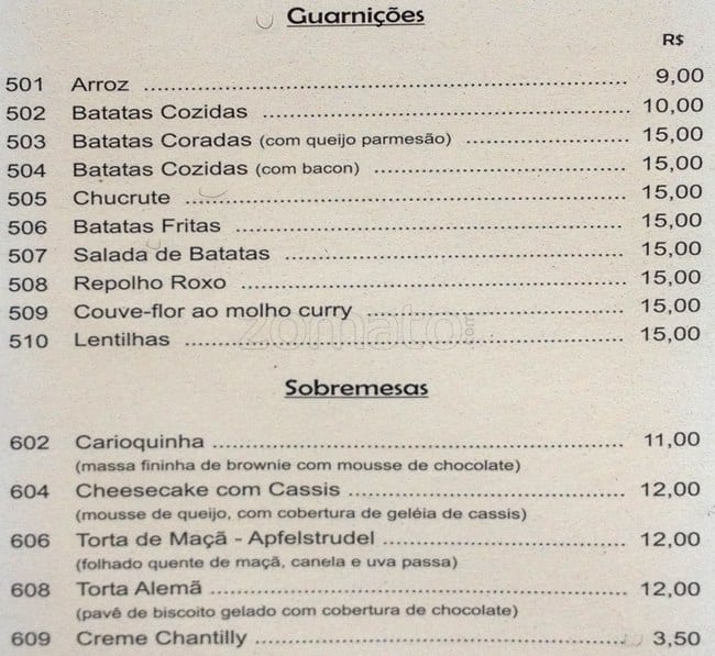 Adega do Pimenta cardápio