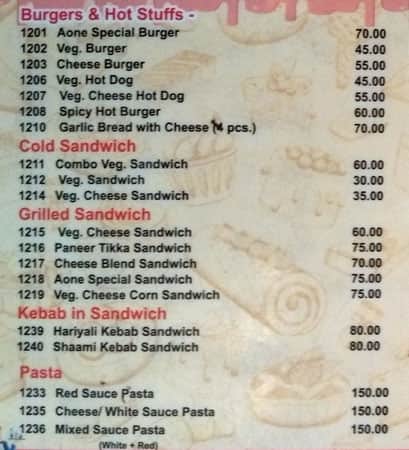 a one bakery menu menu for a one bakery gomti nagar lucknow zomato menu for a bakery