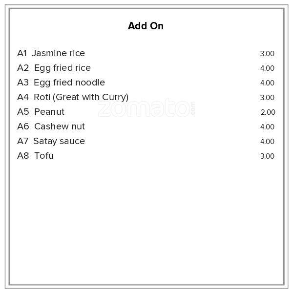 Menu at Tongtara Thai Restaurant, Nelson