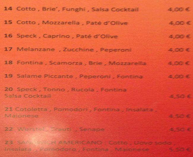 Menu di Cocktail Bar 