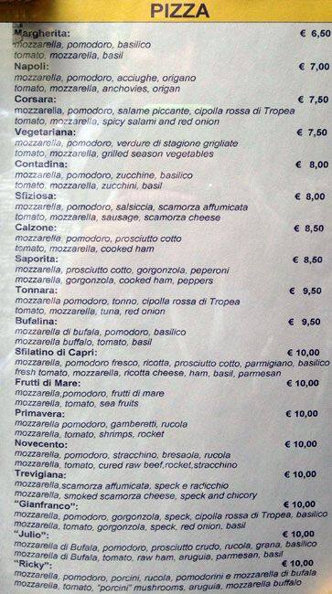 Menu di Novecento 