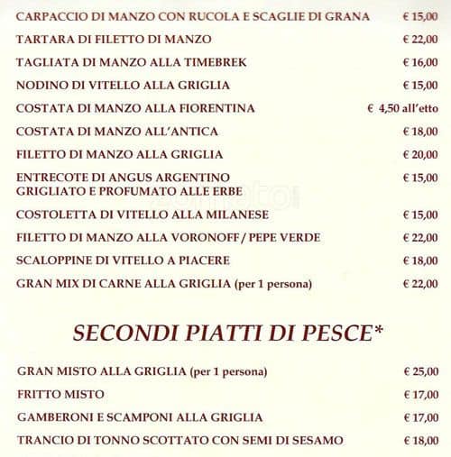 Menu di Ristorante Timebrek (BTM) 