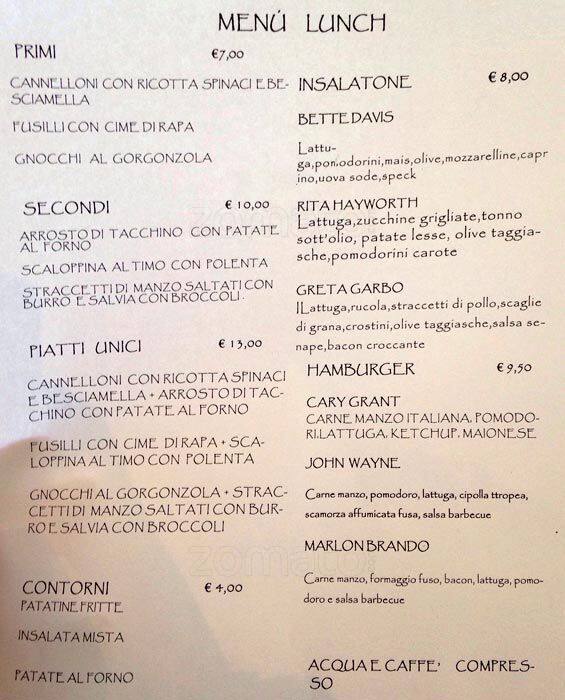 Menu di Puro Milano 