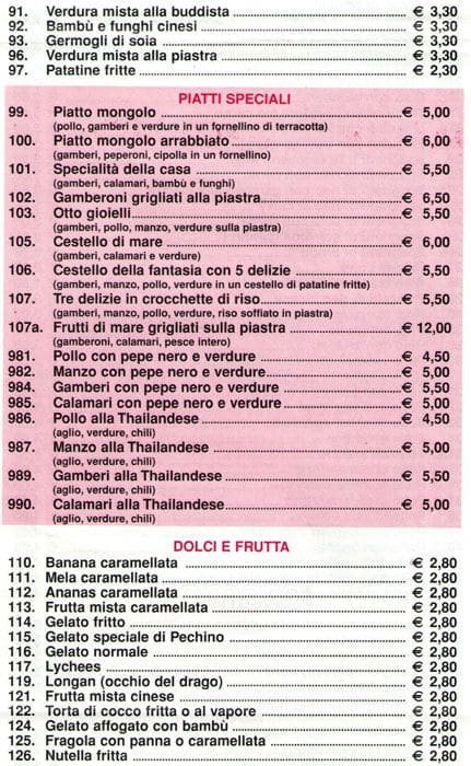 Menu di L' Aroma di Pechino 