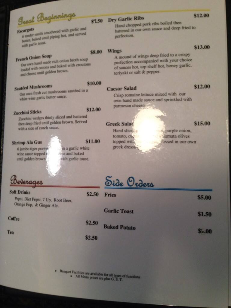 Gus' Steak & Rib House Menu Urbanspoon/Zomato