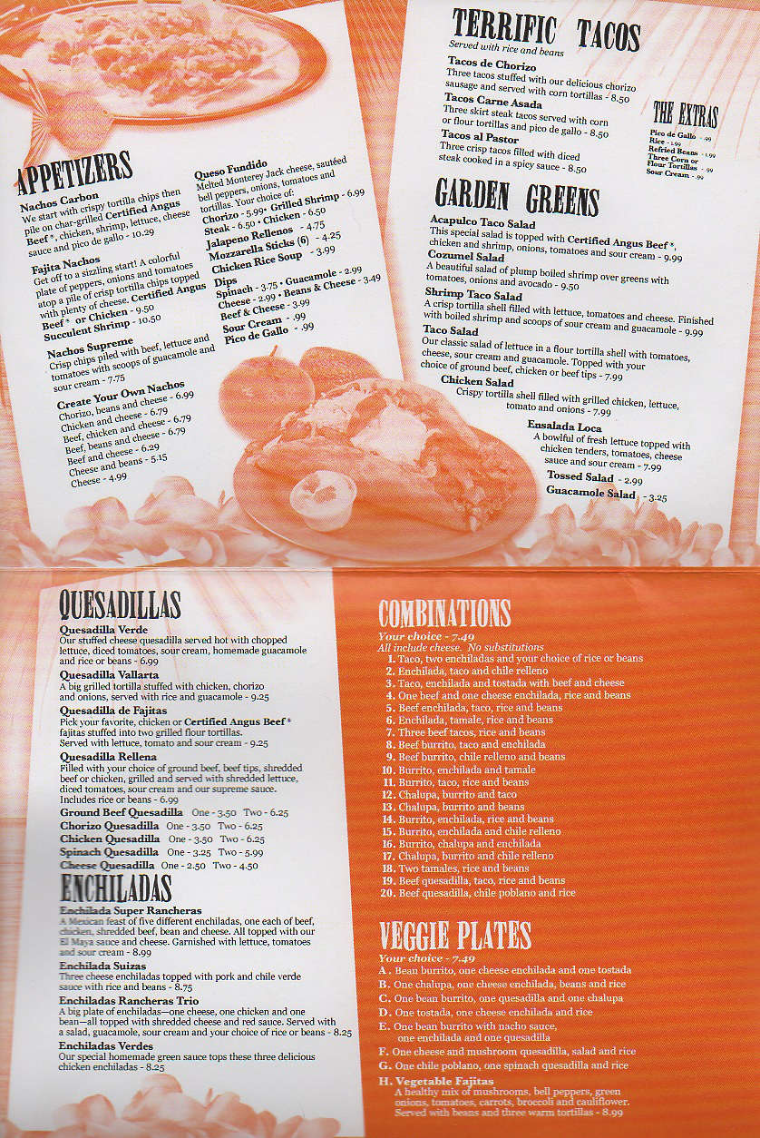 Cozumel Restaurants Menu