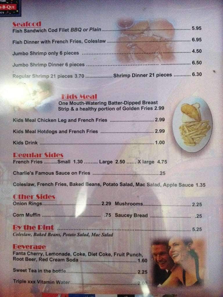 Menu at Charlie Staples restaurant, Youngstown, 372 W Rayen Ave