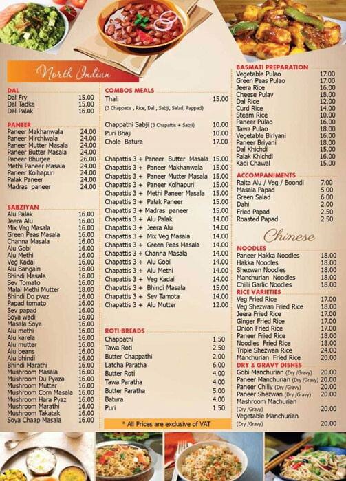 Menu at Mystic India Vegetarian Restaurant, Dubai