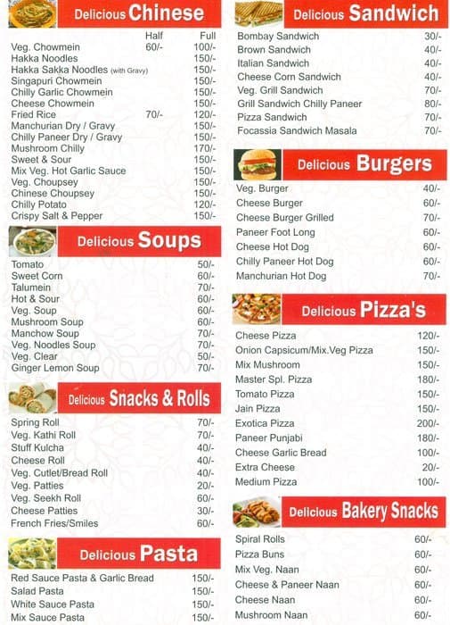 Master Bakers Menu, Menu for Master Bakers, Ashok Vihar Phase 1, New
