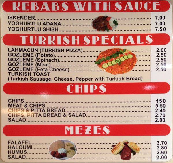 Hayat Kebab House menu