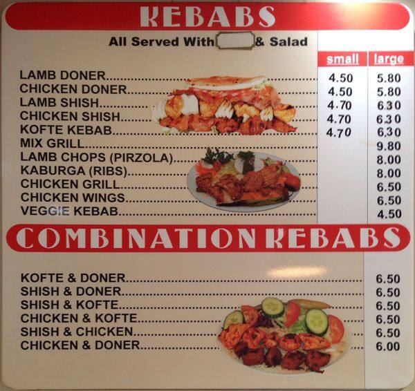 Hayat Kebab House menu