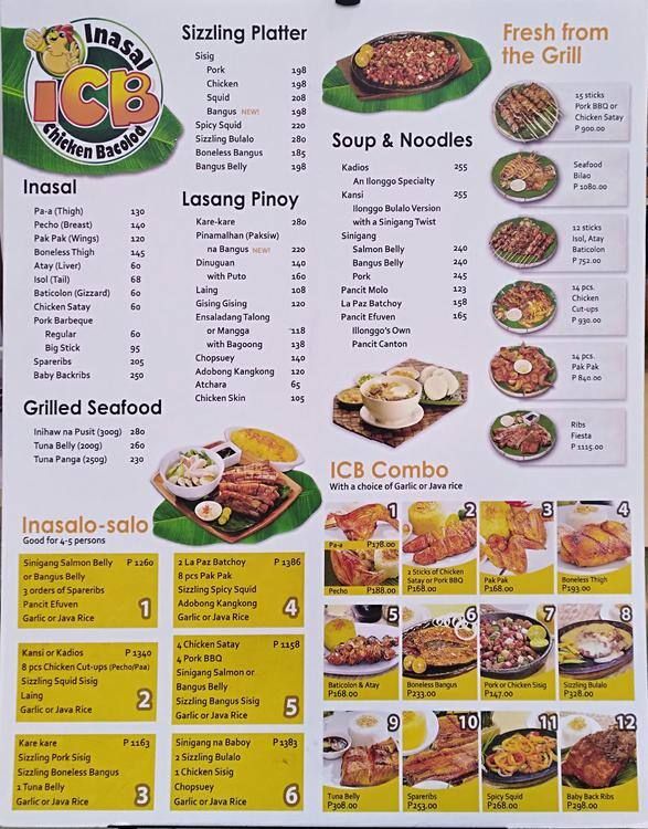 Inasal Chicken Bacolod Menu Menu For Inasal Chicken Bacolod Bago