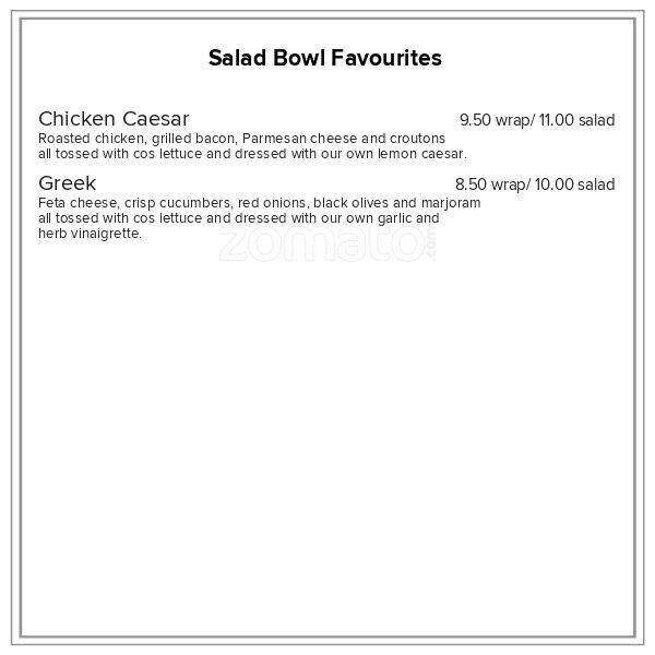 Menu at Salad Bowl cafe, Nelson