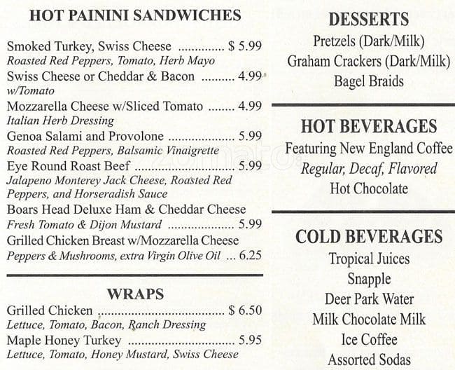 Menu at Bagel Train cafe, Yardley