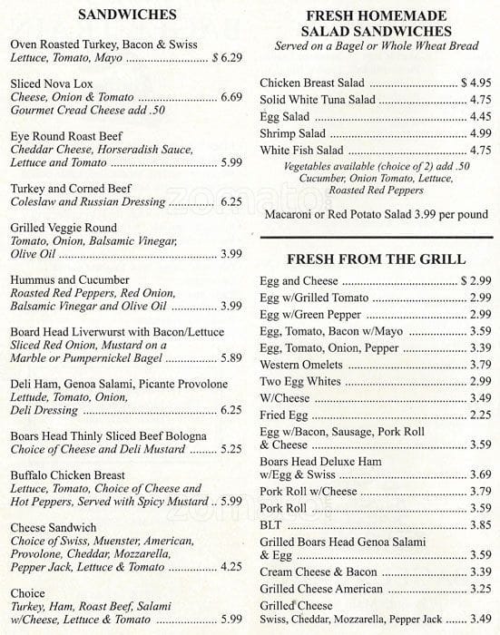 Bagel Train Menü, Bagel Train, Yardley, Bucks County için Menü