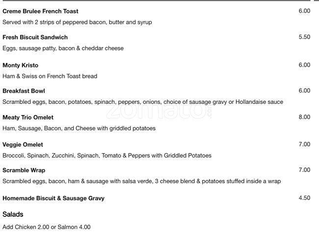Beach Shack menu