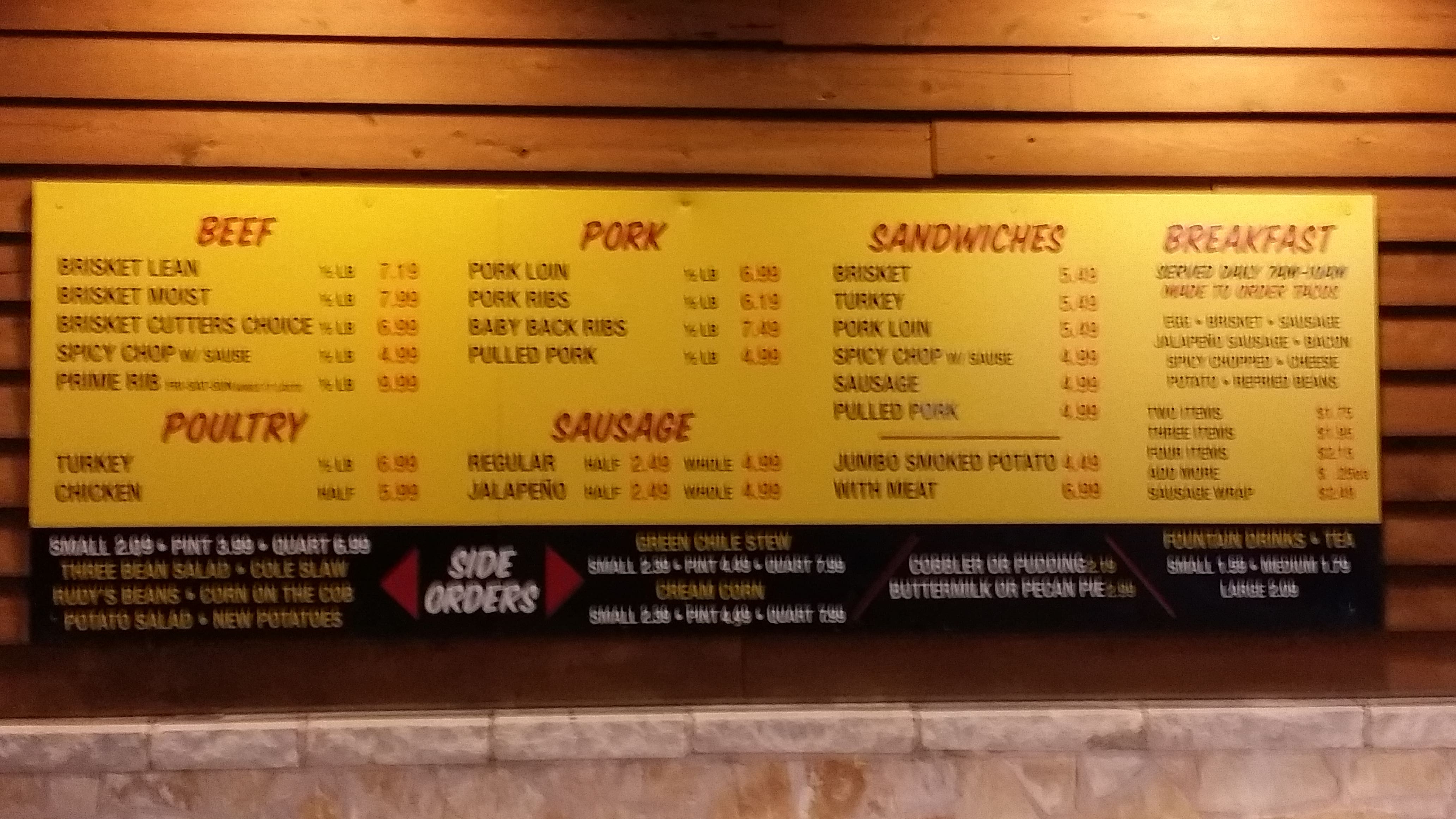 Rudy's Country Store And Bar-B-Q A Oklahoma City: Foto Del Menu Con ...